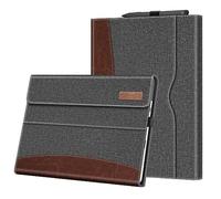 FINTIE Case Compatible with Microsoft Surface Pro 9 (2022 Release) 13 Inch - Multiple Angle Viewing Cover with Pocket & Stylus Holder, Gray/Brown