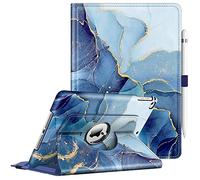 FINTIE Case Cover for iPad 9.7 Inch 6th Gen 2018 / iPad 5th Gen 2017 / iPad Air 2 / iPad Air - 360° Rotation Case Cover for Sleep/Wake Car, Marble Ocean