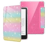 FINTIE Case for 7" All-New Kindle Paperwhite (12th Generation, 2024) & Kindle Colorsoft Signature Edition, Ultra Clear Soft Light Transparent TPU Back Cover Auto Wake/Sleep, Glitter Rainbow Ombre
