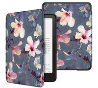FINTIE Case for 7" Kindle Paperwhite 12th Gen 2024 & Kindle Colorsoft | Lightweight PU Leather Hard Back Shell Cover, Magnetic Closure, Auto Wake/Sleep,for Kindle Paperwhite 2024, Blooming Hibiscus