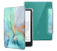 FINTIE Case for 7" Kindle Paperwhite 12th Gen 2024 & Kindle Colorsoft | Ultra Clear Soft Light Transparent TPU Back Cover, Auto Wake/Sleep, for Kindle Paperwhite 12th Generation 2024,Emerald Marble