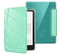 FINTIE Case for 7" Kindle Paperwhite 12th Gen 2024 & Kindle Colorsoft | Ultra Clear Soft Light Transparent TPU Back Cover, Auto Wake/Sleep, for Kindle Paperwhite 12th Generation 2024, Glitter Green