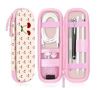 FINTIE Case for Apple Pencil Pro / (USB-C) & Apple Pencil 2/1 - Faux Leather Pen Holder Samsung, Surface Pro Stylus Pen Case Protective Case with Storage Compartment for USB Cable, coquette cherries