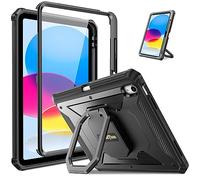Fintie Case for iPad 10th Generation 10.9 Inch 2022 - [Tuatara Magic Ring] 360 Degree Rotating Grip Stand Shockproof Rugged Cover with Screen Protector and Pencil Holder, Black