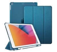 FINTIE Case for iPad 9th / 8th / 7th Generation 2021/2020/2019 10.2 Inch | [with Pencil Holder] Ultra Slim Cover, Frosted Coloured Back Shell, Viewing & Typing Angles, Midnight Blue