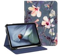 FINTIE Case for iPad 10th Generation (2022) 10.9 Inch, Multi-Angle Viewing Protective Stand Cover with Pencil Holder & Pocket, Auto Sleep/Wake, Blooming Hibiscus