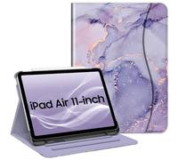 FINTIE Case for iPad Air 11 Inch M4 (2026)/M3 (2025)/M2 (2024), iPad Air 5th Generation (2022) 10.9 Inch - [Multi-Angle ] Folio Stand Protective Cover with Pencil Holder & Pocket, Lilac Marble