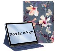 FINTIE Case for iPad Air 11 Inch (2025/2024) M3/M2, iPad Air 5th / 4th Generation (2022/2020) - [Multi-Angle Viewing] Folio Stand Protective Cover with Pencil Holder & Pocket, Blooming Hibiscus