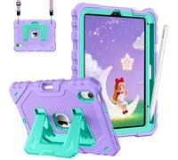 Fintie Case for iPad mini 7 (A17 Pro, 7th Generation) 2024 / iPad mini 6 (6th Gen) 8.3 Inch, Fully-Body Rugged Heavy Duty Shockproof Protective Case with Kickstand for Kids (Purple/Green)