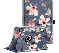 FINTIE Case for iPad Mini A17 Pro (2024) 8.3 Inch, iPad Mini 7th / 6th Generation (2024/2021), 360 Degree Swiveling Stand Protective Back Cover, Auto Wake/Sleep, Blooming Hibiscus