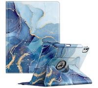 Fintie Case for iPad Pro 13 Inch M4 (2024) (Model Number: A2925/A2926/A3007) with Pencil Holder - Protective Cover with 360 Degree Rotating Stand and Auto Sleep/Wake Function, Ocean Marble