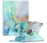 Fintie Case for iPad Pro 13 Inch M4 (2024) (Model Number: A2925/A2926/A3007) with Pencil Holder - Protective Cover with 360 Degree Rotating Stand and Auto Sleep/Wake Function, Emerald Marble