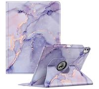 Fintie Case for iPad Pro 13 Inch M4 (2024) (Model Number: A2925/A2926/A3007) with Pencil Holder - Protective Cover with 360 Degree Rotating Stand and Auto Sleep/Wake Function, Purple Marble