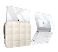 Fintie Case for MacBook Air 13 Inch A3240 A3113 A2681 (2022 2023 2024 2025 Release) - Snap On Hard Shell Clear Cover & Carrying Laptop Sleeve Bag for MacBook Air 13.6 Inch M2 M3 M4 Chip (Beige)