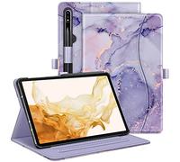 FINTIE Case for Samsung Galaxy Tab S10 Plus 2024/S9 Plus 2023 12.4 Inch, Multi-Angle Viewing Protective Cover with Pocket, Auto Sleep/Wake, Lilac Marble