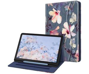 FINTIE Case for Samsung Galaxy Tab S6 Lite 10.4 Inch 2024/2022/ 2020 with S Pen Holder, Multi-Angle Viewing Soft TPU Back Cover with Pocket Auto Wake/Sleep, Z-Blooming Hibiscus