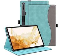 FINTIE Case for Samsung Galaxy Tab S7 FE 2021 / S7 Plus 2020 / S8 Plus 2022/12.4 inch Tablet with S Pen Holder, Multi-Angle Viewing Stand Cover with Pocket, Auto Sleep Wake, Denim Turquoise