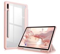 FINTIE Case for Samsung Galaxy Tab S8 11 Inch 2022 / Galaxy Tab S7 11 2020 - [Stylus Storage] Transparent Back Cover Shockproof Case Cover Auto Sleep/Wake Pouch, Rose Gold