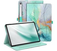FINTIE Case for Samsung Galaxy Tab S9 FE 10.9 Inch/Tab S9 11 Inch 2023 Tablet, Multi-Angle Folio Protective Case with Document Compartment and Auto Sleep/Wake Function, Emerald Marble