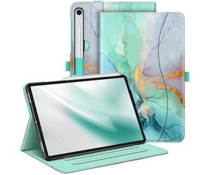 FINTIE Case for Samsung Galaxy Tab S9 FE 10.9 Inch/Tab S9 11 Inch 2023 Tablet, Multi-Angle Folio Protective Case with Document Compartment and Auto Sleep/Wake Function, Emerald Marble