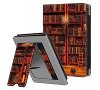 Fintie Case for Tolino Shine Color/5(2024)/4(2022) & Kobo Clara Colour/BW(2024)/2E(2022) - Kickstand Case With Card Slot, Hand Strap, Auto Sleep/Wake, The Library