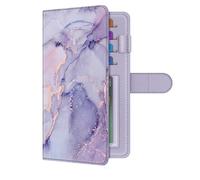 FINTIE Checkbook Cover for Personal Checkbook, RFID Blocking Big Capacity Standard Register Duplicate Checks with Pen Holder, Cards Slots, Lilac Marble, Modern