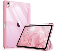 FINTIE Hybrid Case for iPad Air 11 Inch M4 (2026)/M3 (2025)/M2 (2024), iPad Air 5th/4th Generation (2022/2020) 10.9 Inch - Shockproof Slim Clear Acrylic Cover with Pencil Holder, Baby Pink