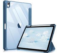 FINTIE Clear Case for iPad Air 11 Inch & iPad Air 5th/4th Generation 10.9" | Hybrid Slim Design, Shockproof Cover with Transparent Back Shell & Pencil Holder, Viewing & Typing Angles, Ocean Blue