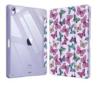 FINTIE Clear Case for iPad Air 11 Inch & iPad Air 5th/4th Generation 10.9" | Hybrid Slim Design, Shockproof Cover with Transparent Back Shell & Pencil Holder, Viewing & Typing Angles, Butterfly