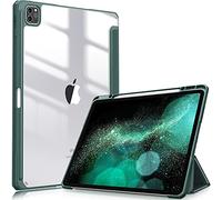 FINTIE Hybrid Case Compatible with iPad Pro 12.9 inch (2022/2021/2020/2018, 6th/5th/4th/3rd Generation) - Shockproof Clear Back Cover with Pencil Holder, Auto Wake/Sleep, Midnight Green
