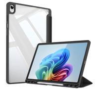 Fintie Clear Case for Samsung Galaxy Tab S12 Plus 12.4 Inch 2026 | Transparent Back Shell, Viewing & Typing Angles, Shockproof, S Pen Holder, Auto Wake/Sleep, Black