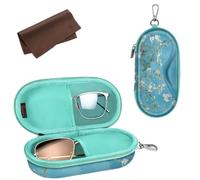 FINTIE Double Glass Case for Women and Men - Large Hard Shell Sunglasses Organiser - Zipper Portable Spectacle Cases with Clip, Blossom