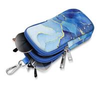FINTIE Double Glass Case for Women and Men - Soft Neoprene Sunglasses Pouch - Zipper Portable Spectacle Cases with Clip, Ocean Marble