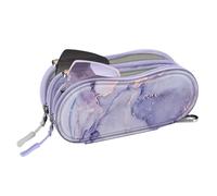 FINTIE Double Glasses Case for Men Women, Soft Portable Sunglasses Pouch with Clip, Dual Zipper Compartments, Lilac Marble