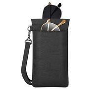 FINTIE Double Glasses Case for Women Men - Portable Squeeze Top Spectacle Cases Soft Sunglasses Pouch, Black