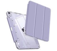 FINTIE EPAN230 Clear Case for iPad Air 5th Generation (2022) / iPad Air 4th Gen (2020) 10.9 Inch, Crystal Transparent Back Cover with Discreet Retractable Pencil Holder, Auto Wake/Sleep, Lilac Purple