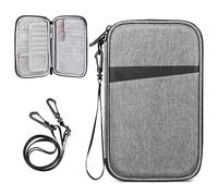 Fintie Family Passport Holder Wallet for 6 People, Big Capacity RFID Blocking Travel Document Organizer Clutch Bag with Pen Holder Keychain Credit Cards Case Cover for Women Men, Gray, Family Passport