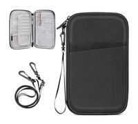 FINTIE Family Passport Wallet, RFID Blocking Travel Document Organizer, Pouch with Pen Holder, Key Ring, Credit Cards for Men and Women, Black, Family Passport Holder