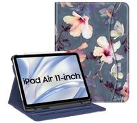 FINTIE Case for iPad Air 11 Inch (2025/2024) M3/M2, iPad Air 5th / 4th Generation (2022/2020) - [Multi-Angle Viewing] Folio Stand Protective Cover with Pencil Holder & Pocket, Blooming Hibiscus