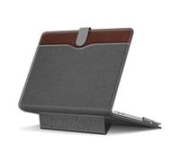 Fintie Folio Sleeve Case for MacBook Neo 13 Inch A3404 2026, Gray/Brown | Foldable Stand, Document Pocket, Magnetic Closure, Clear Frame, PU Leather Cover