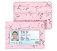 FINTIE Front Pocket Wallet, RFID Blocking Credit Card Holder Card Cases with ID Window for Men Women, Pink Bow, Modern