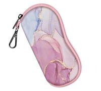 Fintie Glasses Case with Carabiner, Ultra Light Portable Neoprene Zipper Sunglasses Soft Case, Glittering Marble, S