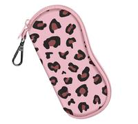 Fintie Glasses Case with Carabiner, Ultra Light Portable Neoprene Zipper Sunglasses Soft Case, Pink Leopard, S