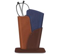 Fintie Eyeglasses Holder - Anti-scratch Premium Vegan Leather Glasses Stand Case for Desk or Nightstand, Dark Brown, One size