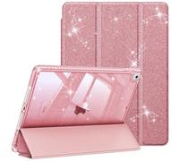 FINTIE Glitter Case for iPad 9th / 8th / 7th Gen (2021/2020/2019) 10.2 Inch | Built-in Pencil Holder, Sparkly Shockproof Cover, Shiny Clear Back Shell, Auto Wake/Sleep, Rose Gold