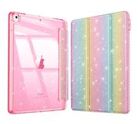 FINTIE Glitter Case for iPad 9th / 8th / 7th Gen (2021/2020/2019) 10.2 Inch | Built-in Pencil Holder, Sparkly Shockproof Cover, Shiny Clear Back Shell, Auto Wake/Sleep, Rainbow Ombre