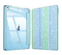 FINTIE Glitter Case for iPad 9th / 8th / 7th Gen (2021/2020/2019) 10.2 Inch | Built-in Pencil Holder, Sparkly Shockproof Cover, Shiny Clear Back Shell, Auto Wake/Sleep, Seaside Ombre