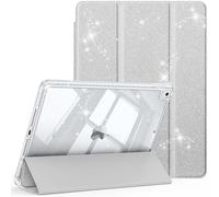 FINTIE Slim Case for iPad 9th / 8th / 7th Generation (2021/2020 / 2019) 10.2 Inch - [Built-in Pencil Holder] Glittering Sparkly Shockproof Cover with Shiny Clear Back Shell, Auto Wake/Sleep, Silver