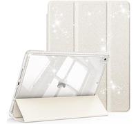 FINTIE Glitter Case for iPad 9th / 8th / 7th Generation (2021/2020 / 2019) 10.2 Inch - [Built-in Pencil Holder] Sparkly Shockproof Cover with Shiny Clear Back Shell, Auto Wake/Sleep, Starlight