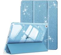 FINTIE Glitter Case for iPad 9th / 8th / 7th Generation (2021/2020 / 2019) 10.2 Inch - [Built-in Pencil Holder] Sparkly Shockproof Cover with Shiny Clear Back Shell, Auto Wake/Sleep, Blue